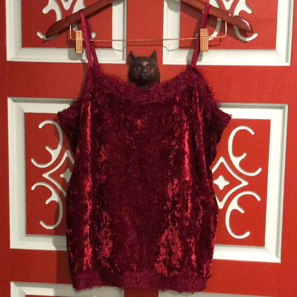 90’s Grunge Style Velour / Lace Tank Top Size L